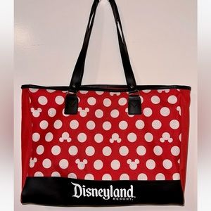 Disneyland Resort Mickey Mouse Polka Dot Zippered Tote Bag, EUC.